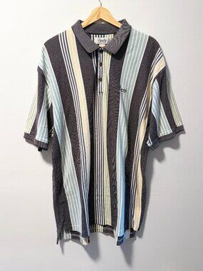 Vintage 90s IZOD Golf Vertical Stripe Polo - Mens XL